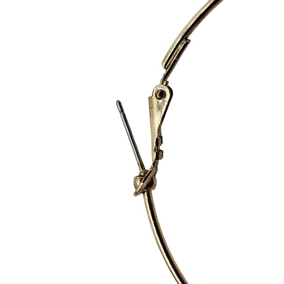 Large Gold Tone Rhinestone Charms Pierced Hoop Earrings 2 3/4" - Picture 3 of 9